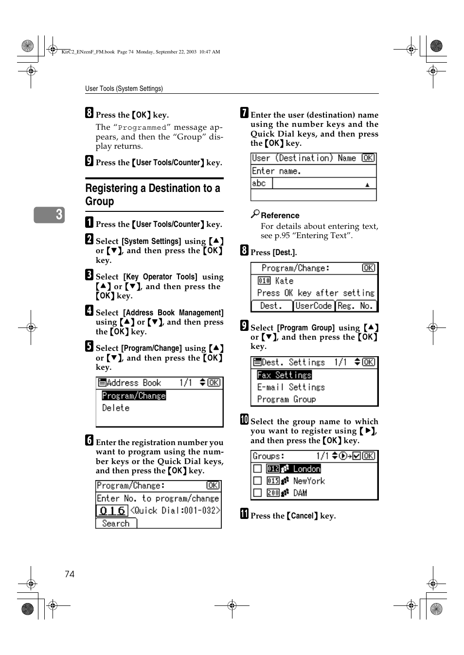 Registering a destination to a group | Savin 4015 User Manual | Page 86 / 128