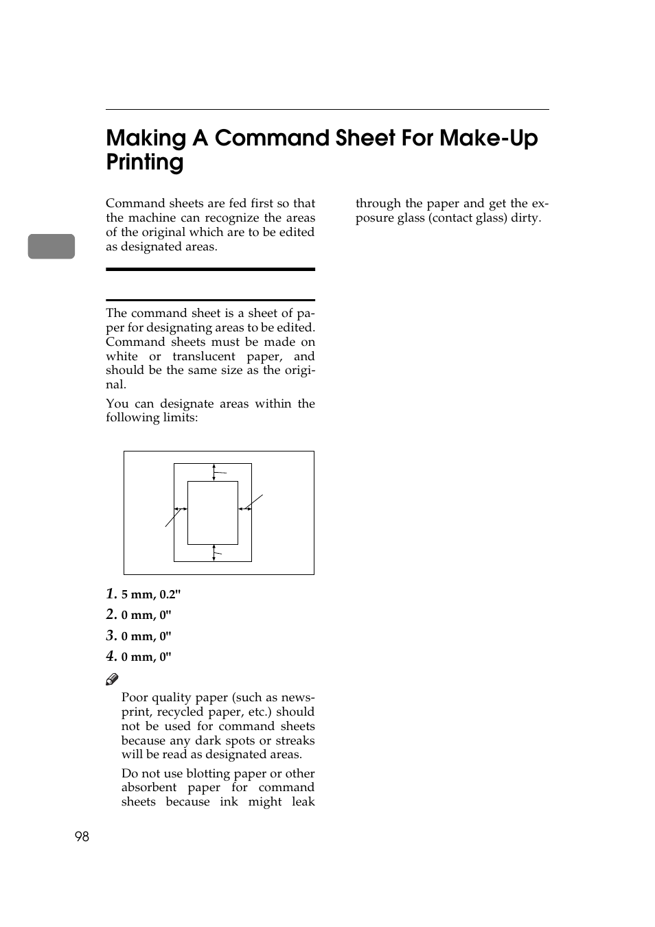 Making a command sheet for make-up printing, Command sheet, 2making a command sheet for make-up printing | Savin 5450 User Manual | Page 118 / 230