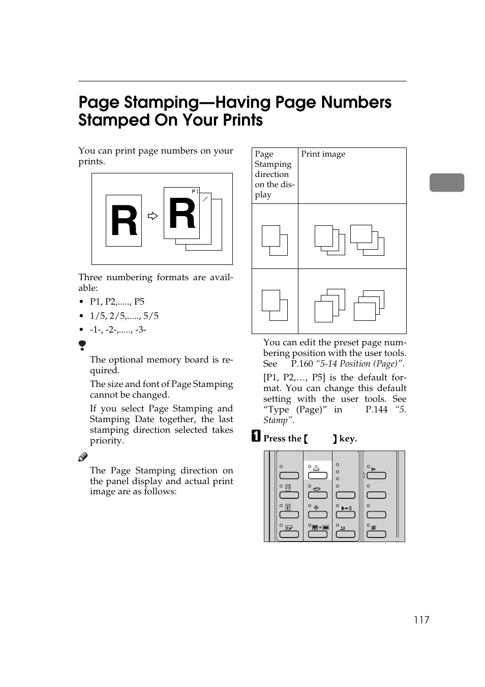 Press the {{{{ stamp }}}} key, Limitation | Savin 5450 User Manual | Page 137 / 230