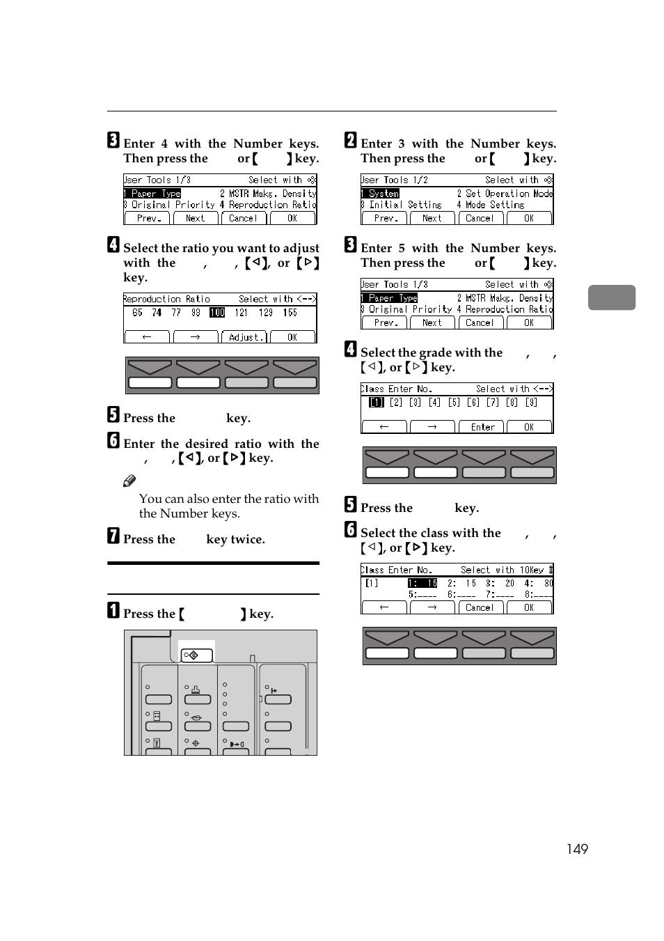 5 class enter no, P.149 “3-5 class enter, P.149 | Savin 5450 User Manual | Page 169 / 230