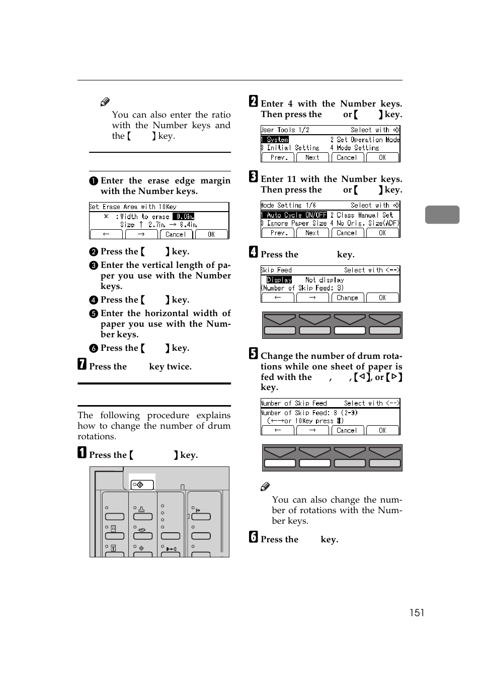 11 no. of skip feed, P.151 “4 | Savin 5450 User Manual | Page 171 / 230