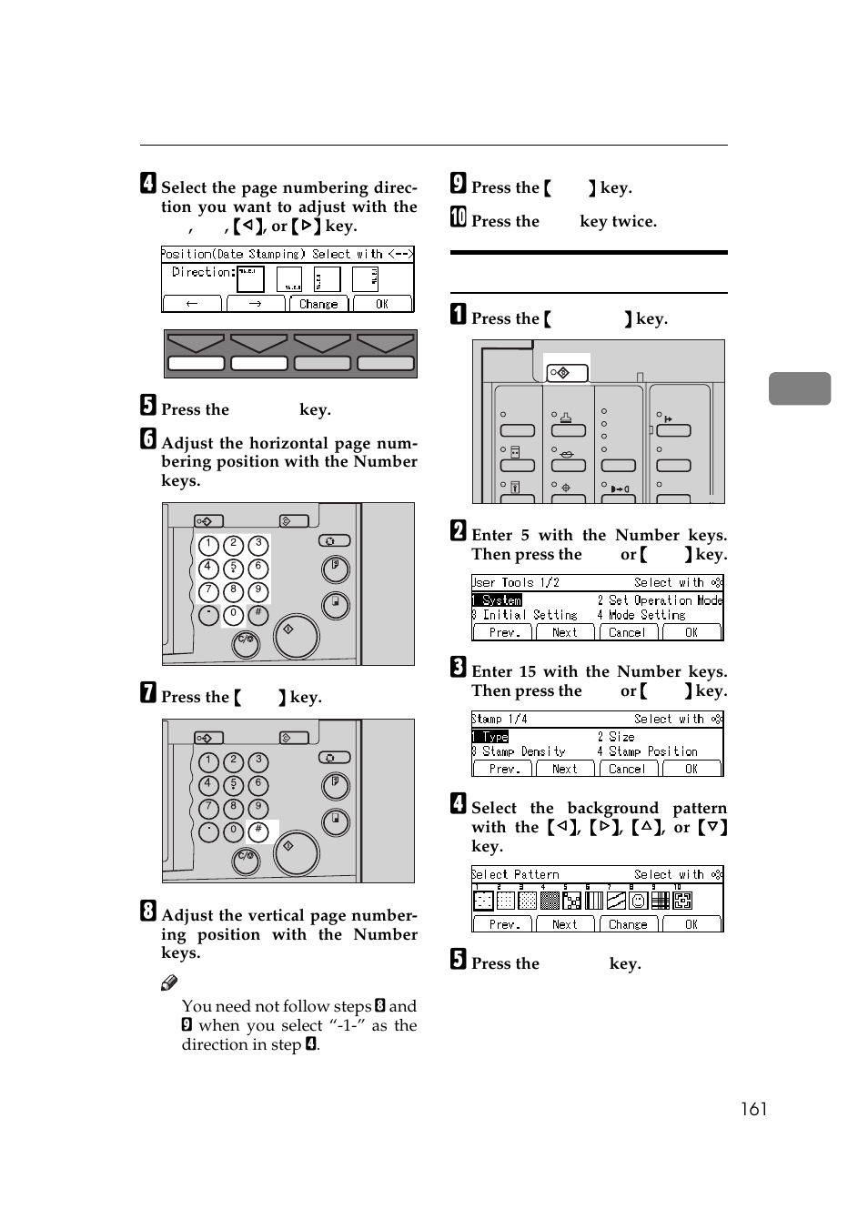 15 make/chg. pattern, P.161 | Savin 5450 User Manual | Page 181 / 230