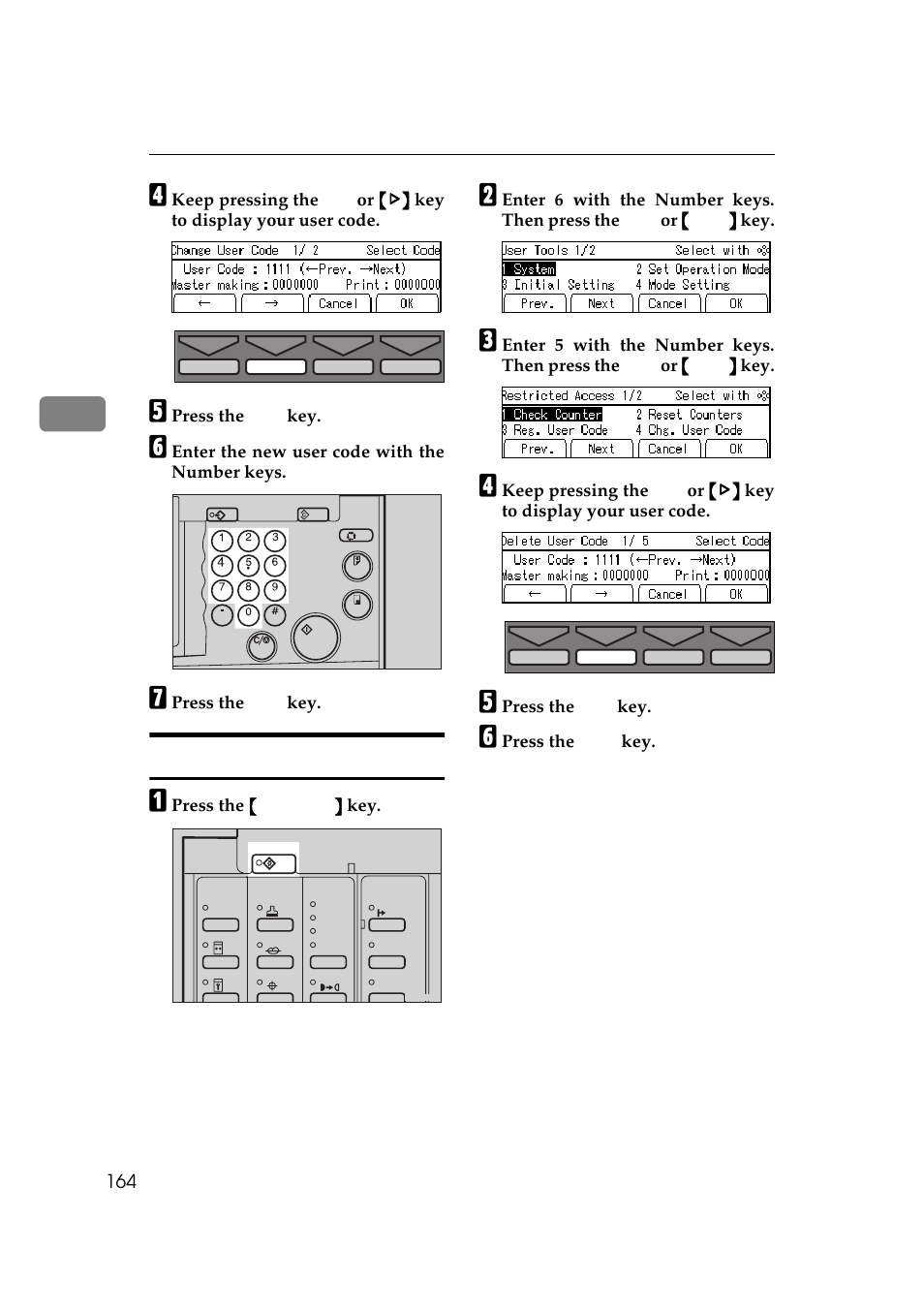 5 del. user code, S, see, P.164 “6-5 del | User code | Savin 5450 User Manual | Page 184 / 230