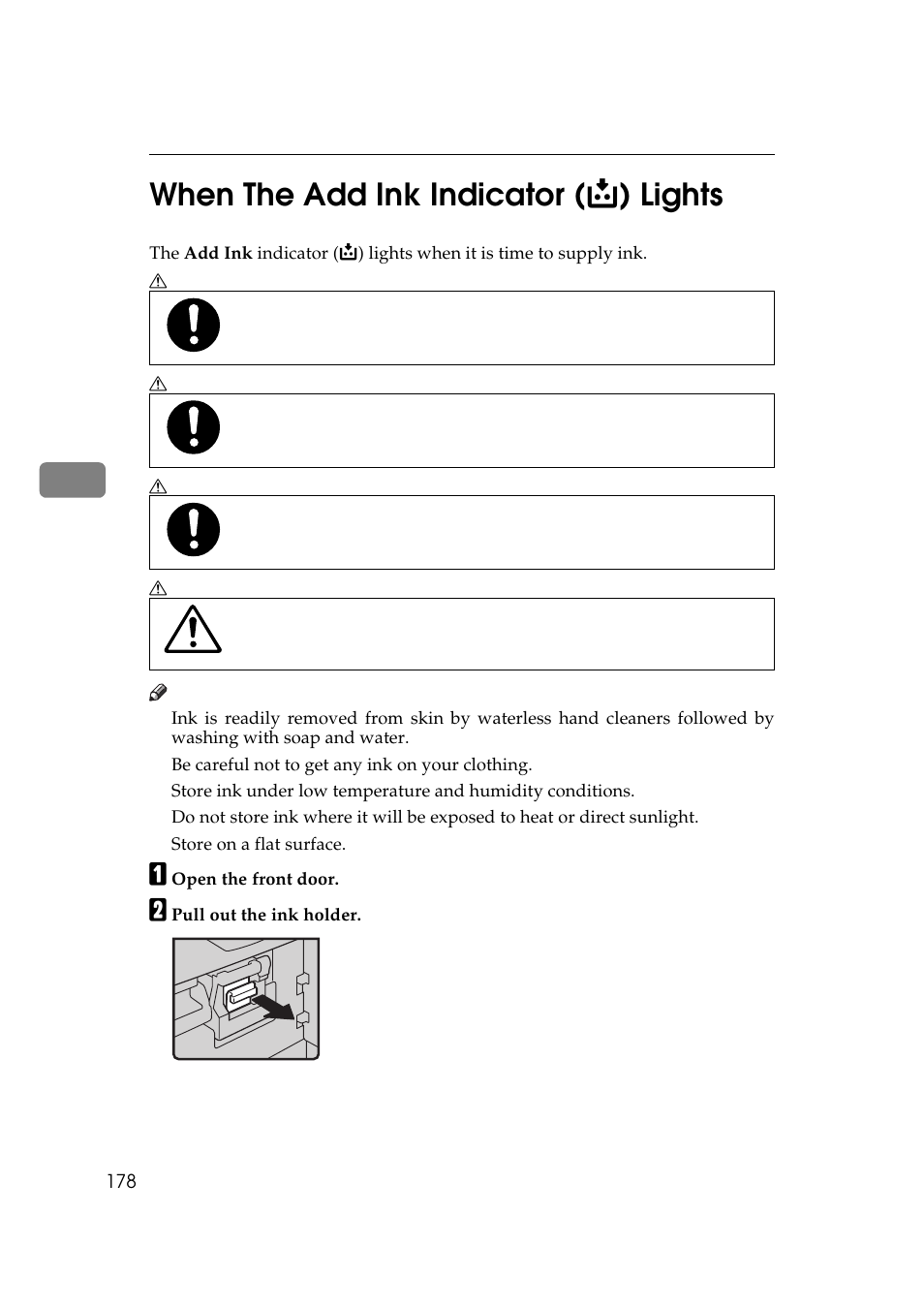 When the add i, 4when the add ink indicator ( j ) lights | Savin 5450 User Manual | Page 198 / 230