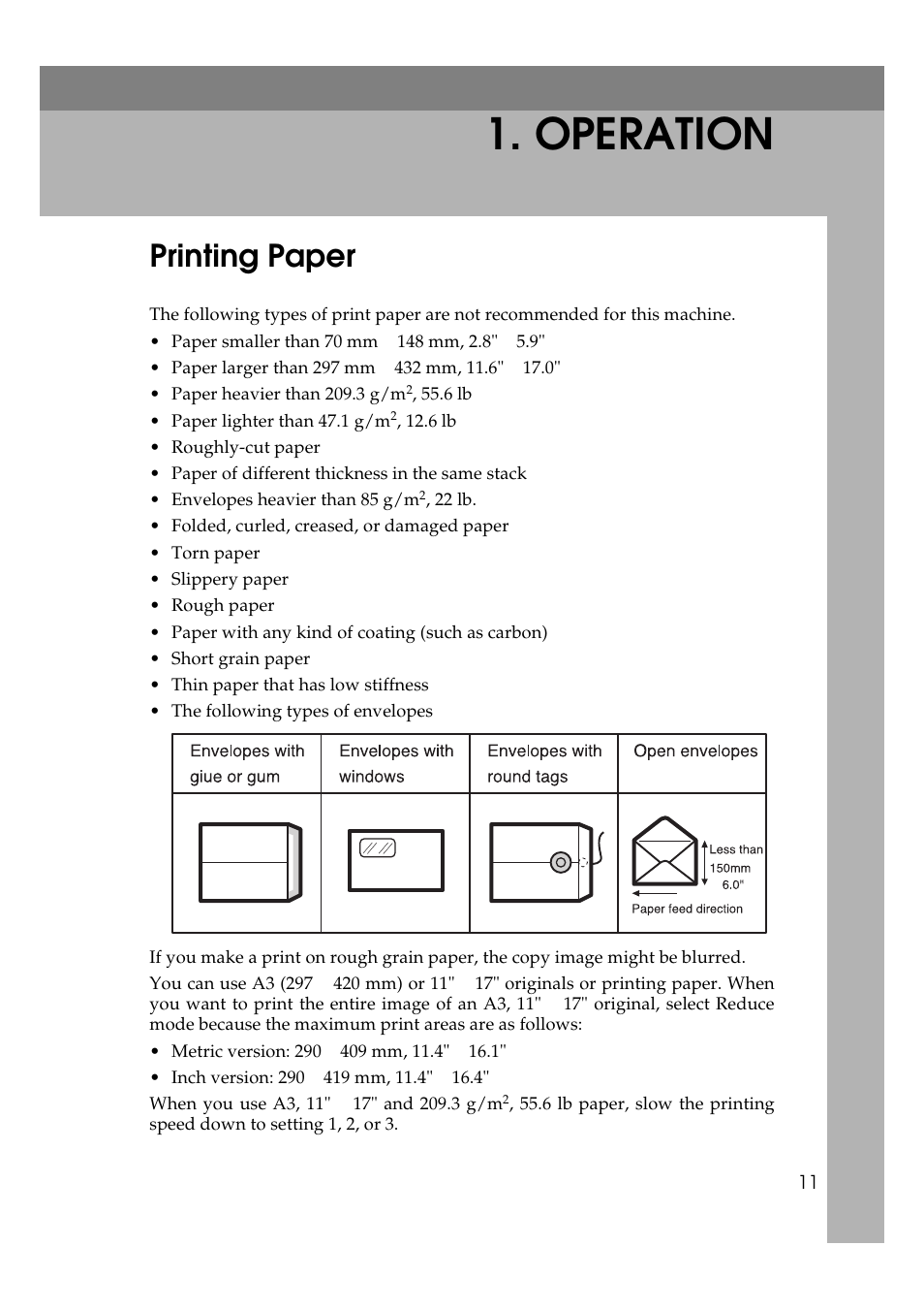 Operation, Printing paper | Savin 5450 User Manual | Page 31 / 230