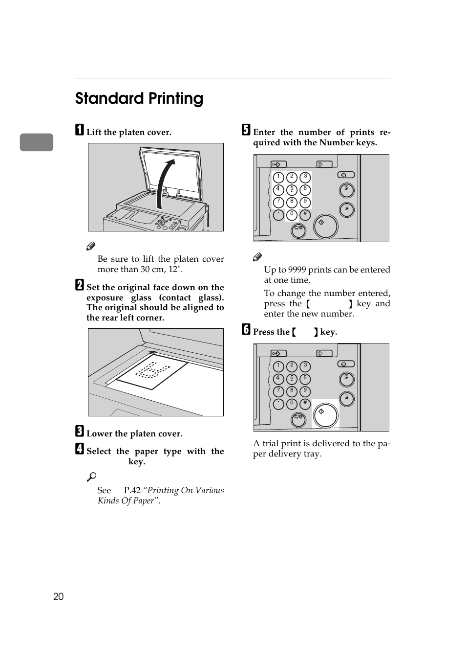 P.20 “standard printing, Standard printing, 1standard printing | Savin 5450 User Manual | Page 40 / 230