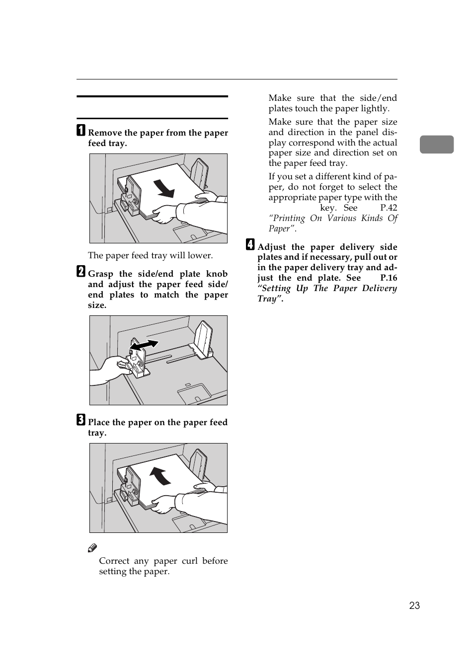 Changing the paper size | Savin 5450 User Manual | Page 43 / 230