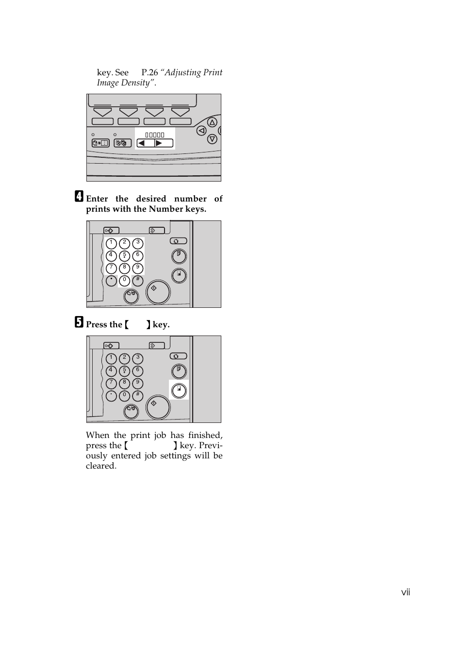 Ke y. see ⇒ p.26 “adjusting print image density | Savin 5450 User Manual | Page 9 / 230