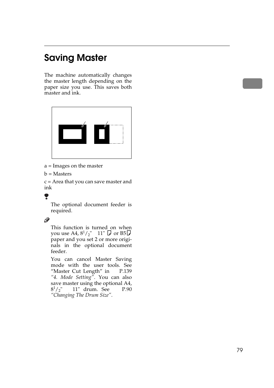 P.79 “saving master, Saving master, 1saving master | Savin 5450 User Manual | Page 99 / 230