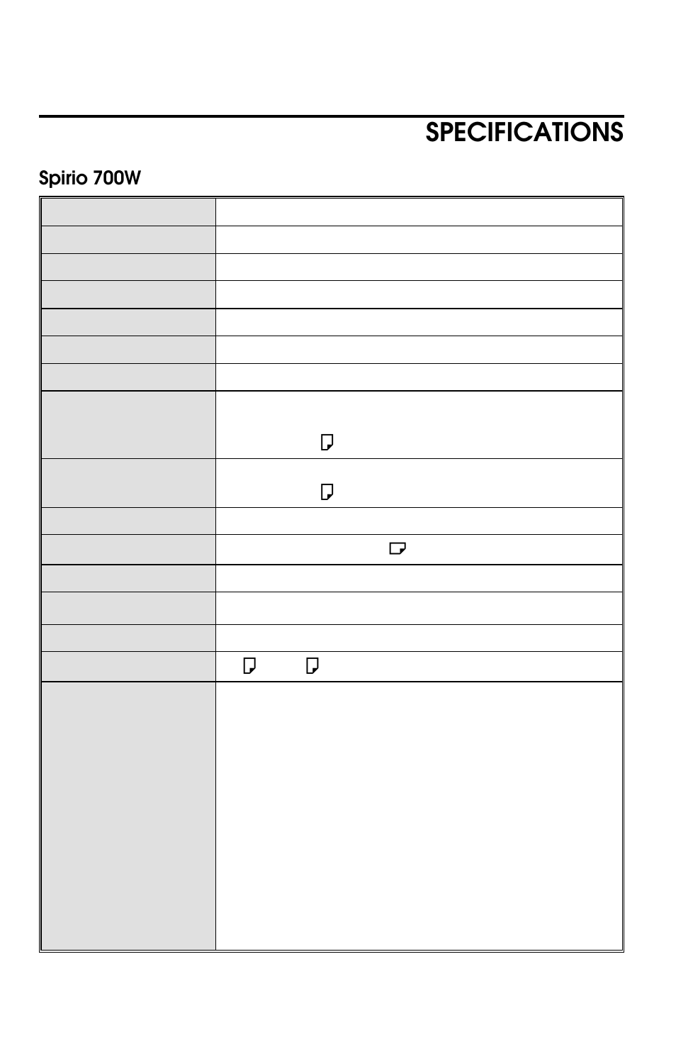 Specifications | Savin 8700W User Manual | Page 67 / 69