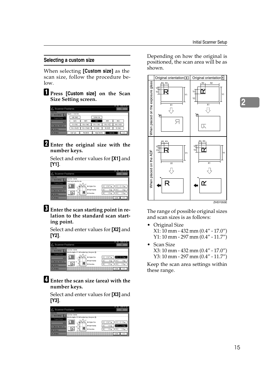 Selecting a custom size | Savin 2045 User Manual | Page 21 / 104
