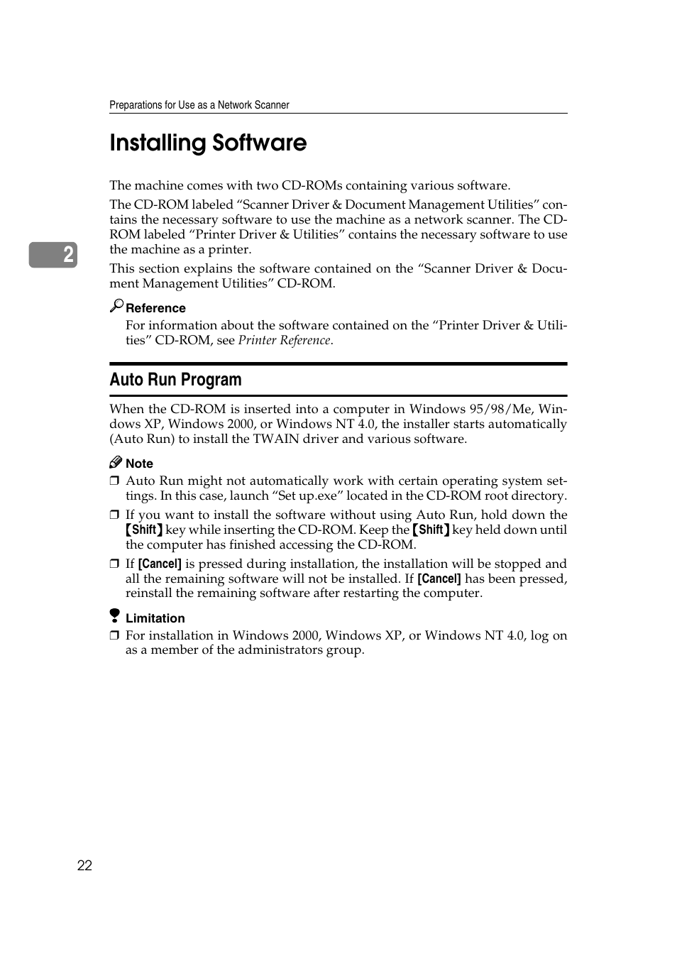 Installing software, Auto run program, 2installing software | Savin 2045 User Manual | Page 28 / 104