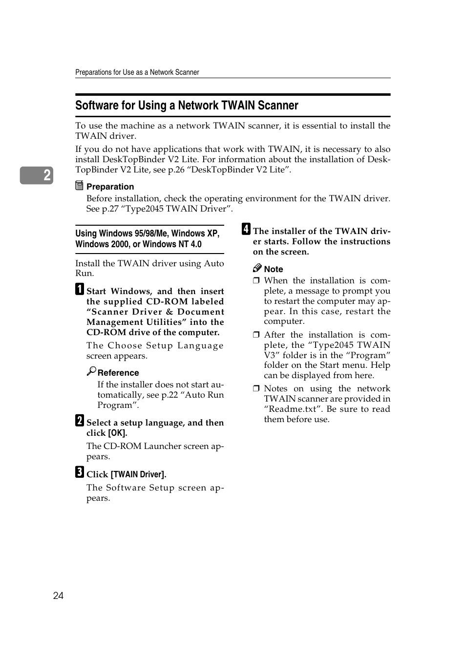 Software for using a network twain scanner | Savin 2045 User Manual | Page 30 / 104