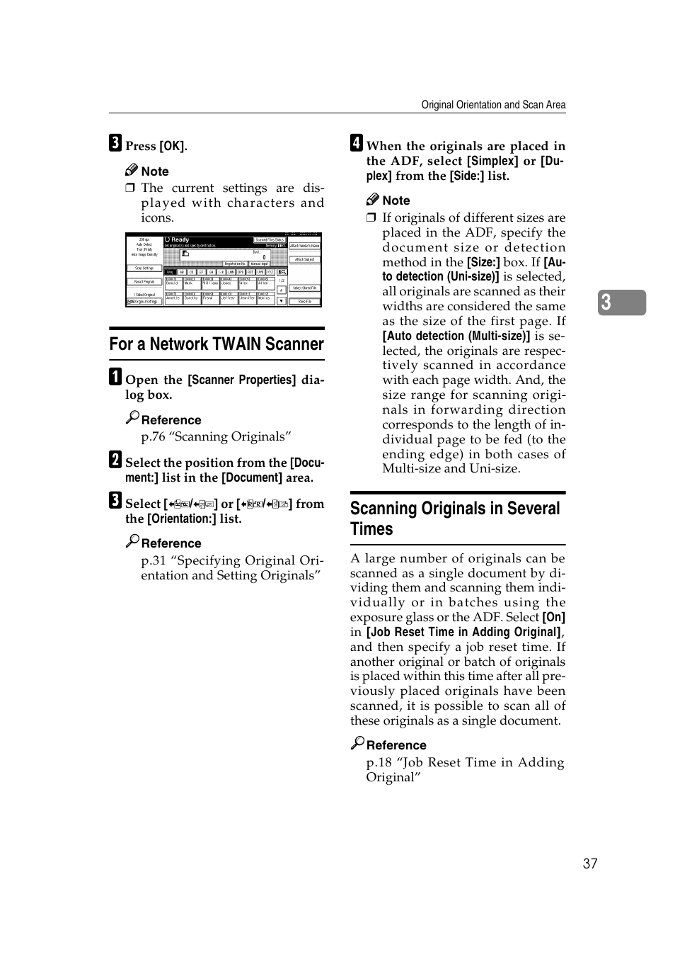 For a network twain scanner, Scanning originals in several times | Savin 2045 User Manual | Page 43 / 104