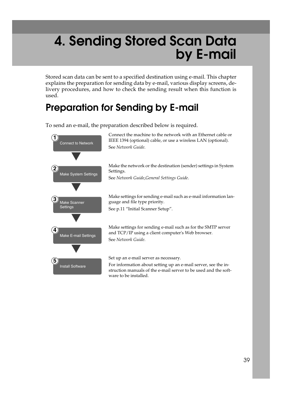  sending stored scan data by e-mail, Preparation for sending by e-mail, Sending stored scan data by e-mail | Savin 2045 User Manual | Page 45 / 104