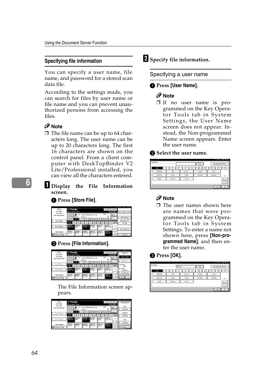 Specifying file information, P.64 “specifying file informa- tion, Ee p.64 “specifying file infor- mation | Savin 2045 User Manual | Page 70 / 104