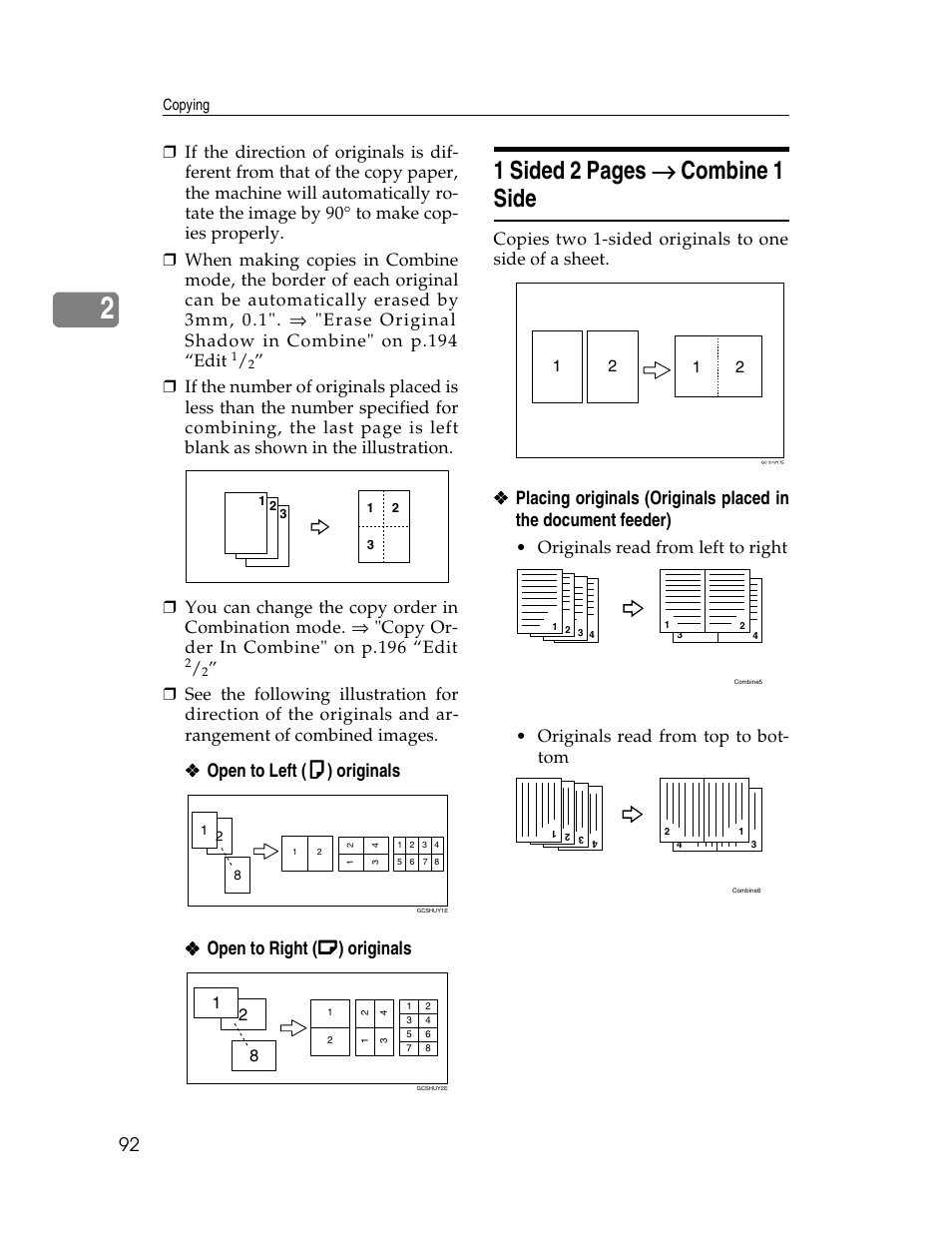 1 sided 2 pages → → → → combine 1 side | Savin 2712 User Manual | Page 103 / 163