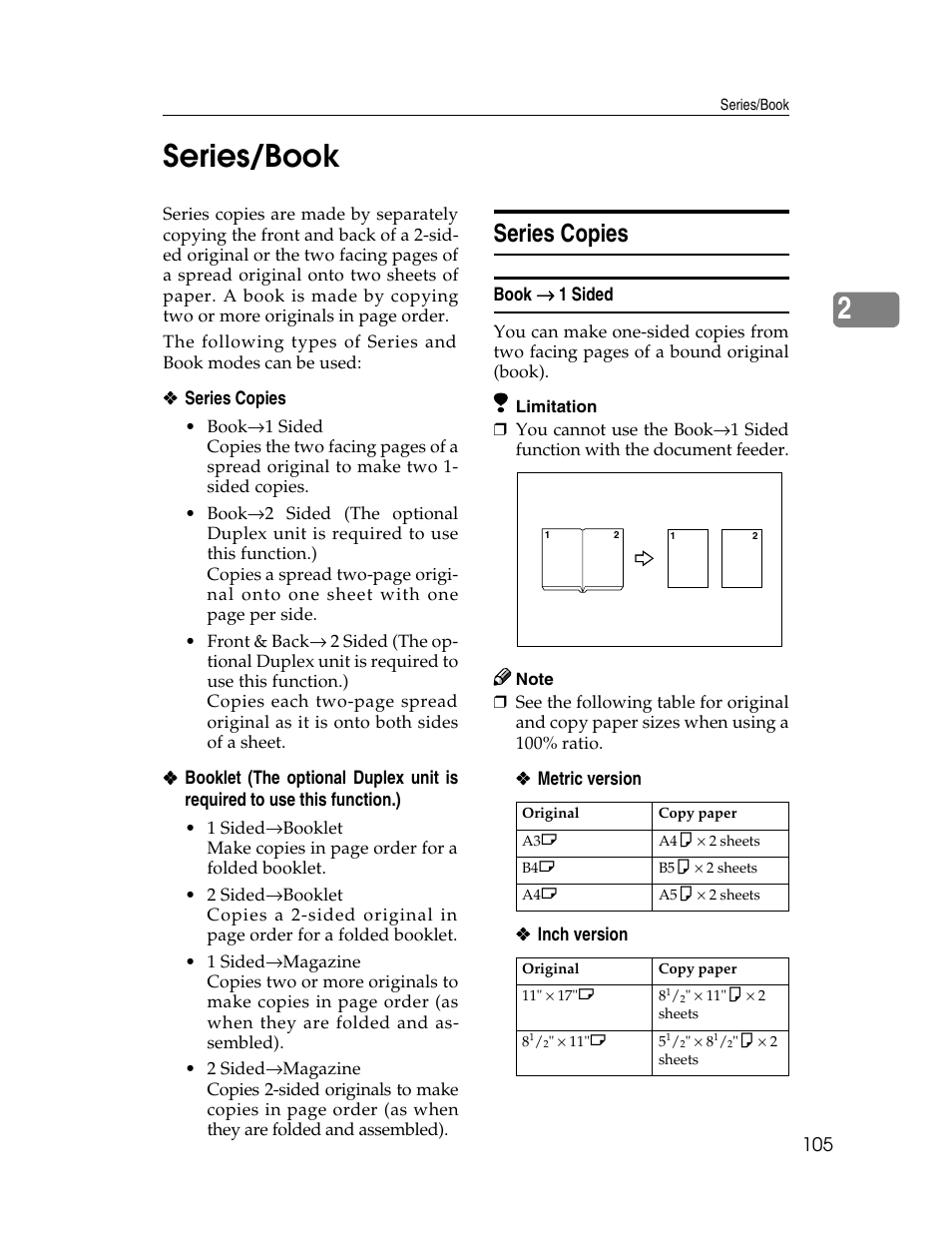 2series/book, Series copies | Savin 2712 User Manual | Page 116 / 163