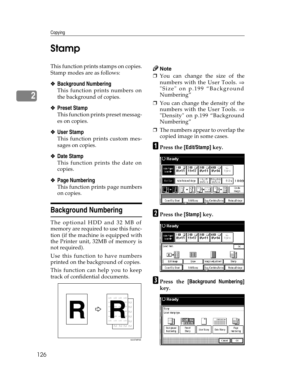 2stamp, Background numbering | Savin 2712 User Manual | Page 137 / 163
