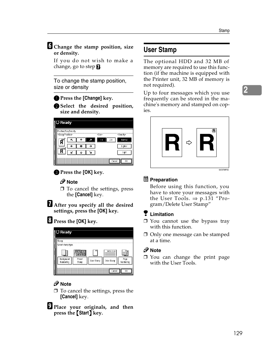 User stamp | Savin 2712 User Manual | Page 140 / 163