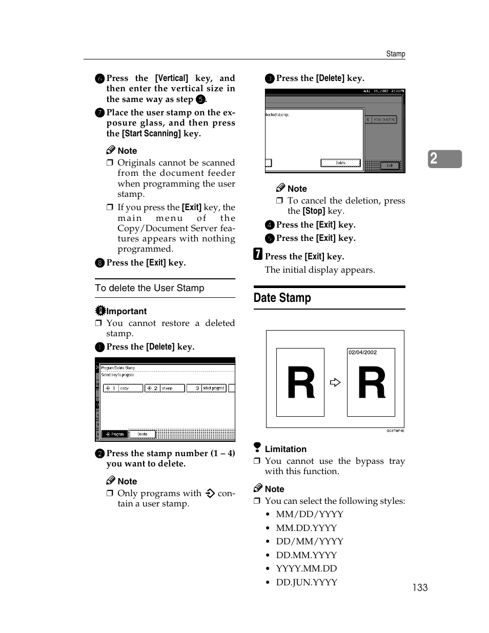 Date stamp | Savin 2712 User Manual | Page 144 / 163