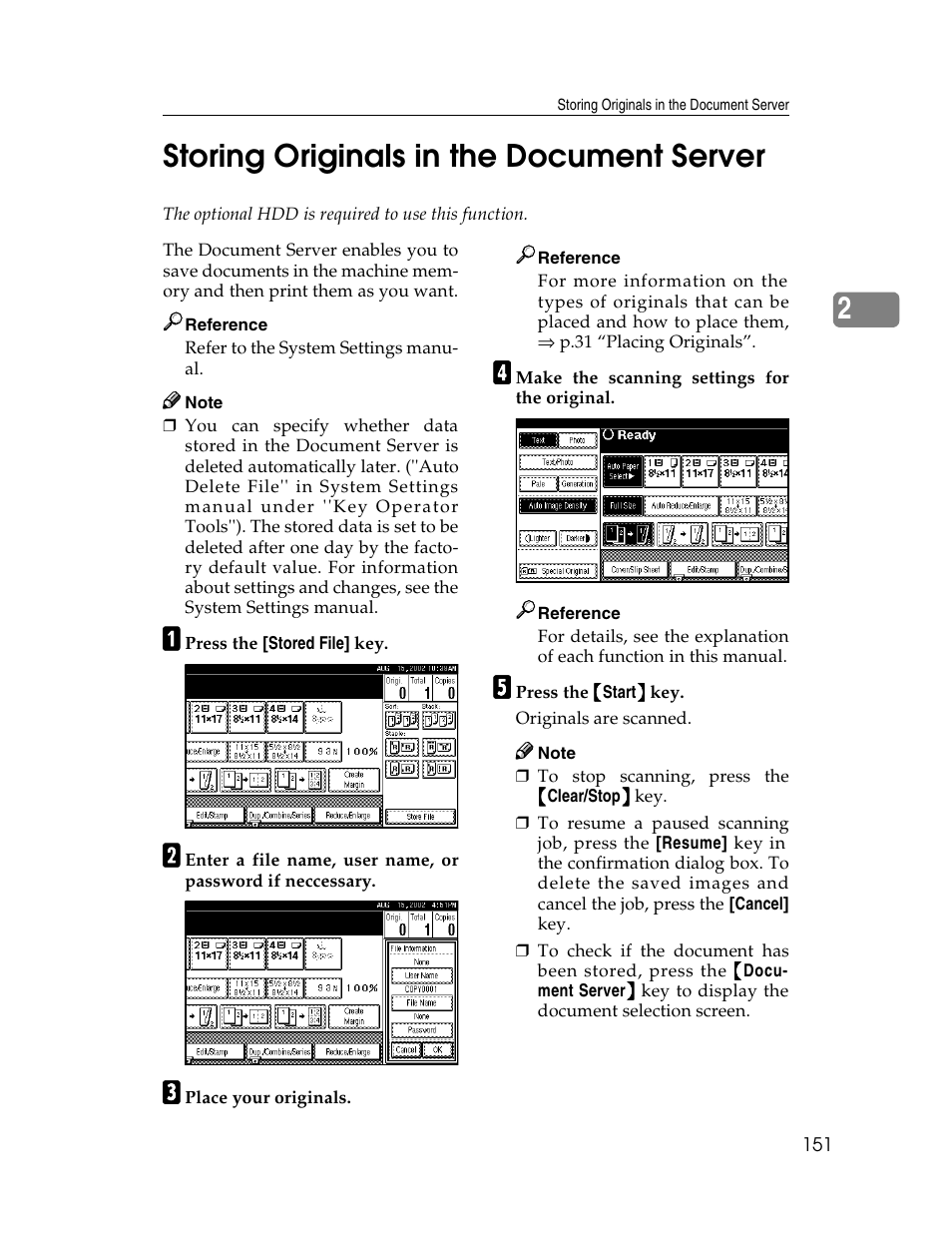 2storing originals in the document server | Savin 2712 User Manual | Page 162 / 163
