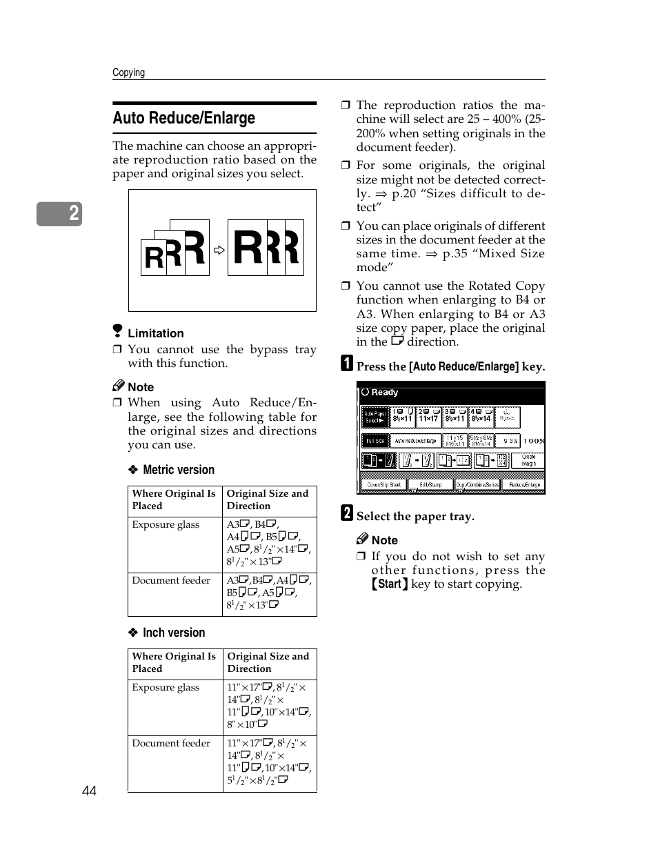 Auto reduce/enlarge | Savin 2712 User Manual | Page 55 / 163