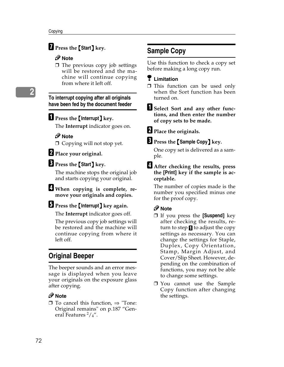 Original beeper, Sample copy | Savin 2712 User Manual | Page 83 / 163