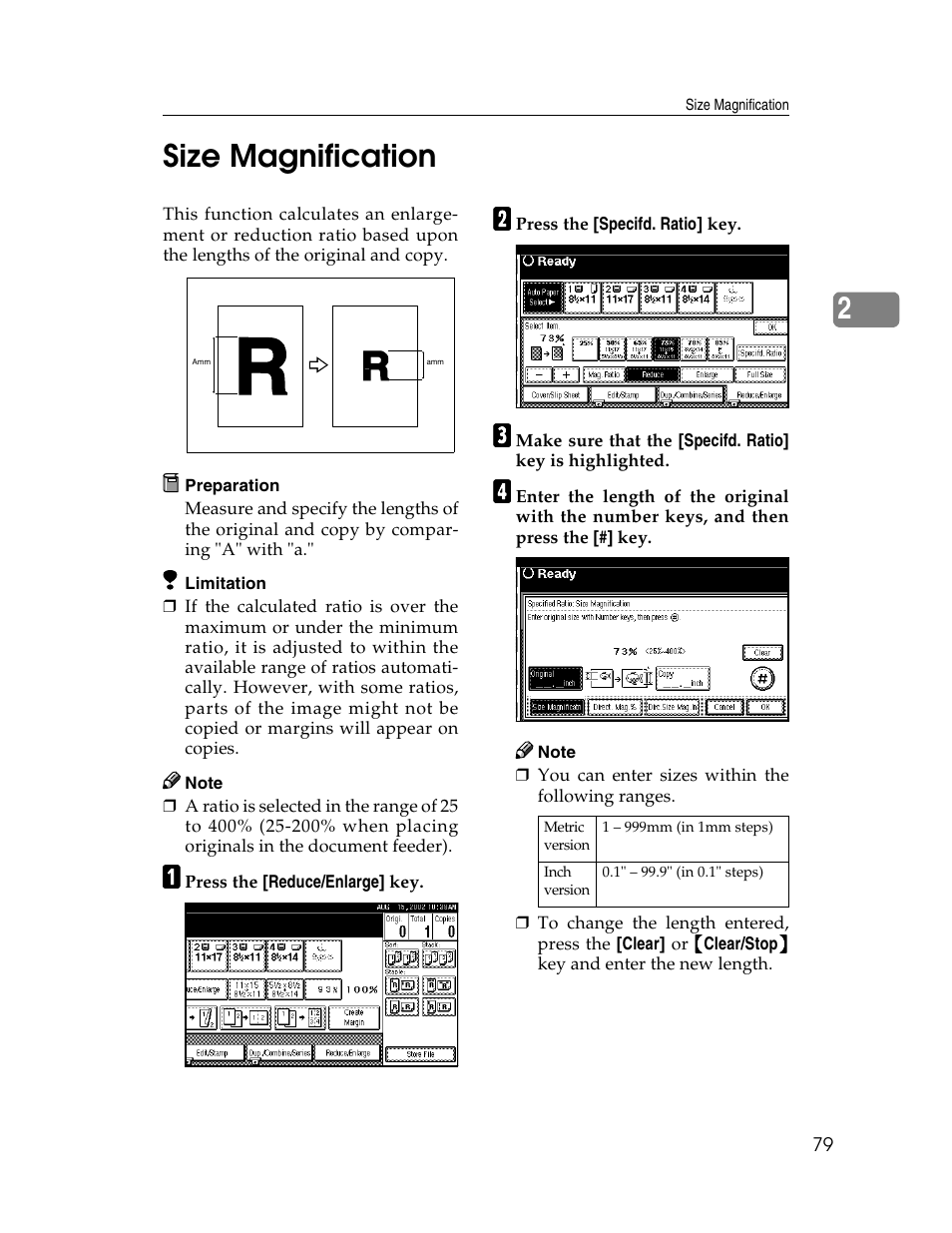 2size magnification | Savin 2712 User Manual | Page 90 / 163