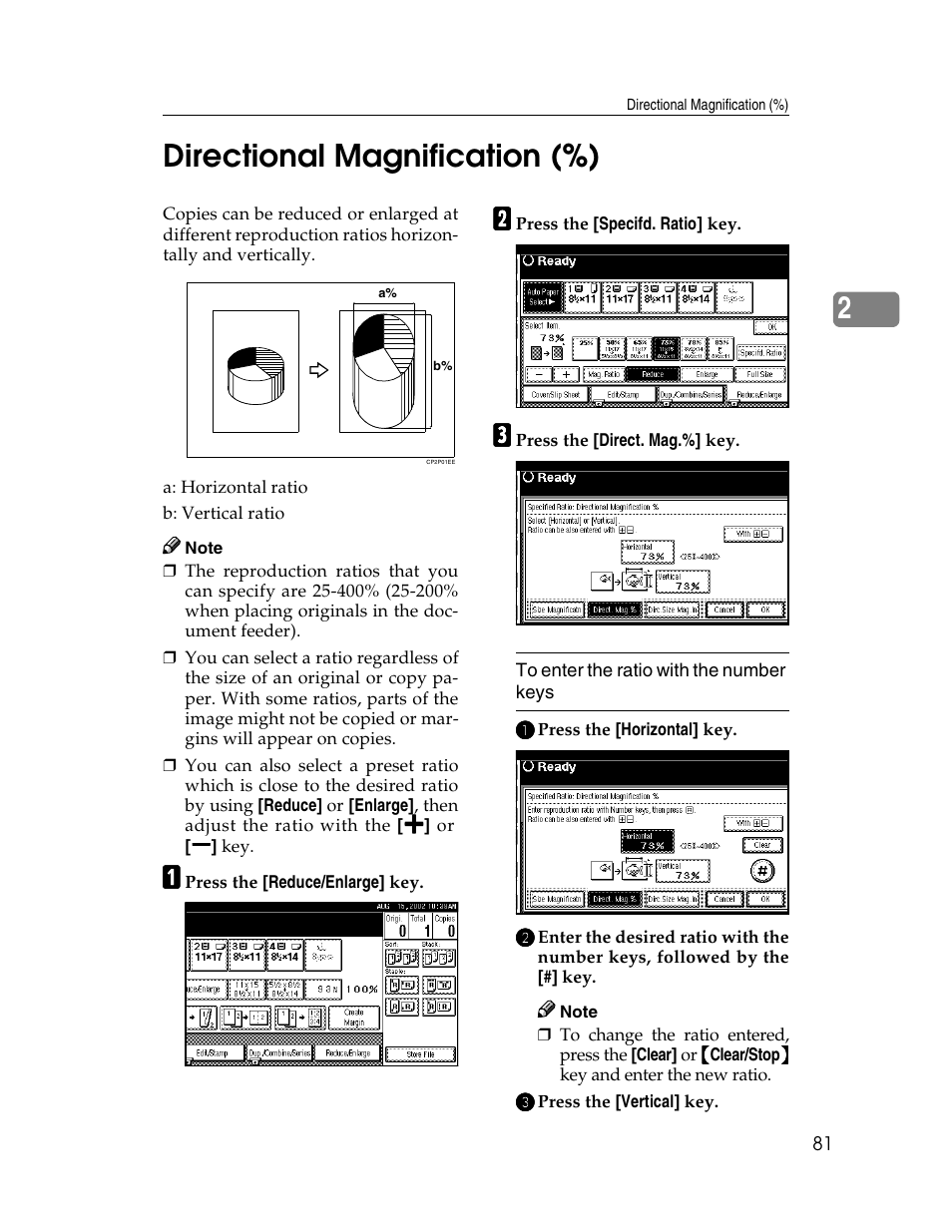 2directional magnification (%) | Savin 2712 User Manual | Page 92 / 163