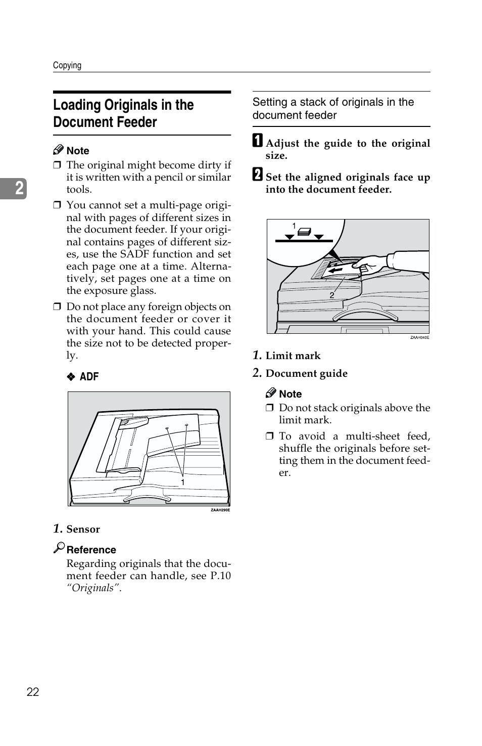 Loading originals in the document feeder | Savin 1802d User Manual | Page 36 / 56