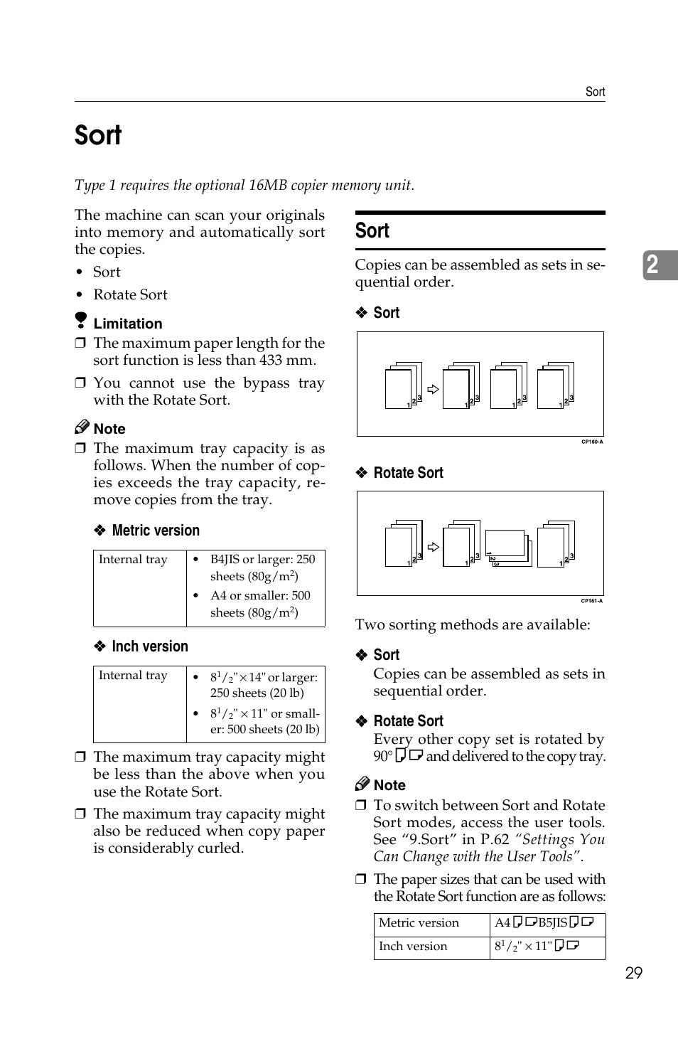 2sort, Sort | Savin 1802d User Manual | Page 43 / 56