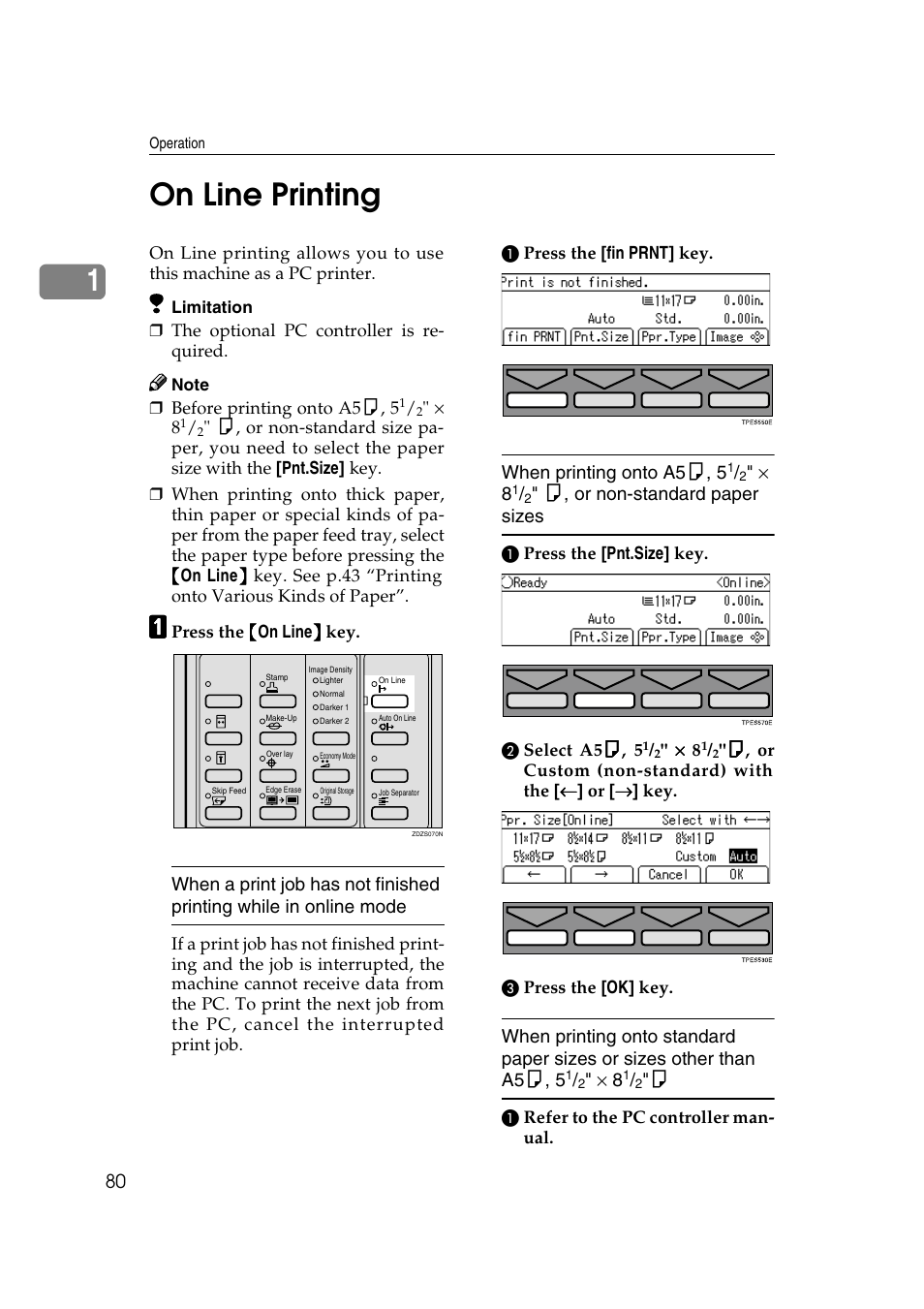 1on line printing | Savin 3360DNP User Manual | Page 100 / 233