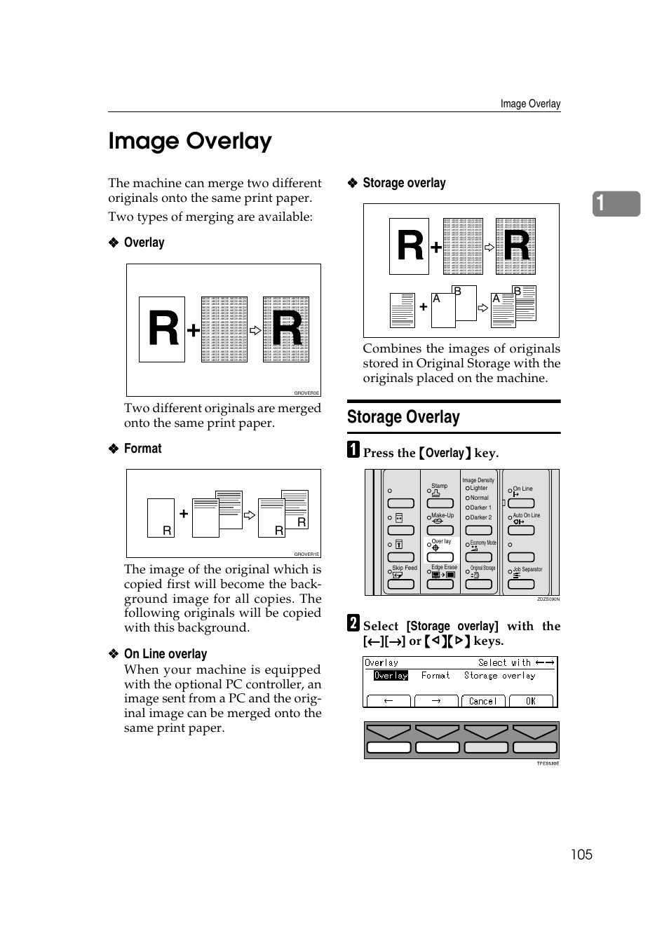 1image overlay, Overlay, Format | On line overlay, Storage overlay | Savin 3360DNP User Manual | Page 125 / 233