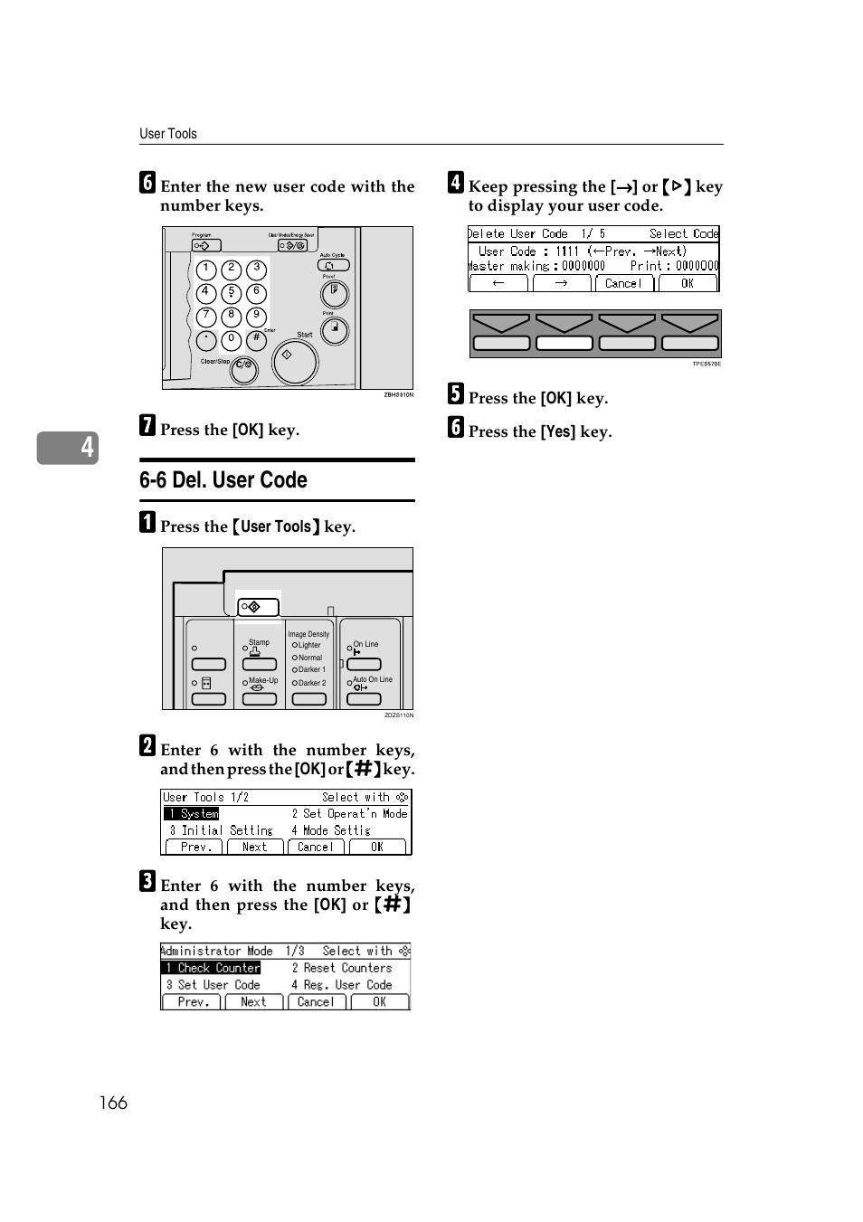 6 del. user code | Savin 3360DNP User Manual | Page 186 / 233