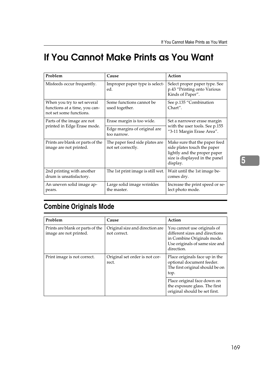 5if you cannot make prints as you want, Combine originals mode | Savin 3360DNP User Manual | Page 189 / 233