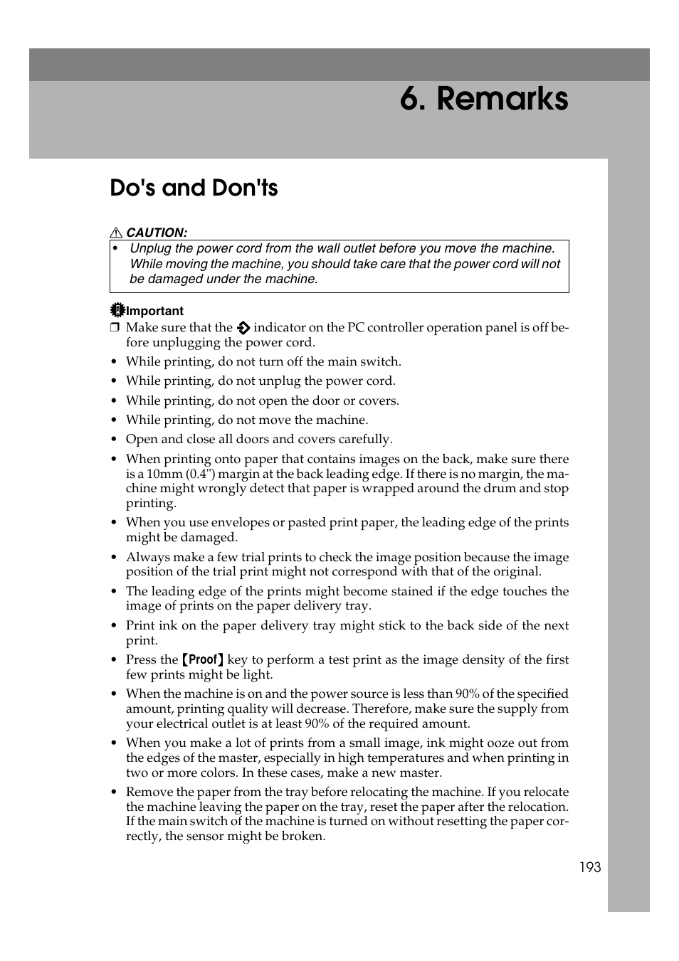 Remarks, Do's and don'ts | Savin 3360DNP User Manual | Page 213 / 233