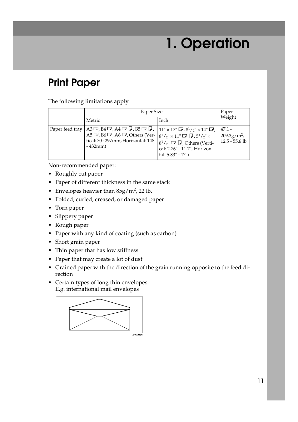 Operation, Print paper | Savin 3360DNP User Manual | Page 31 / 233
