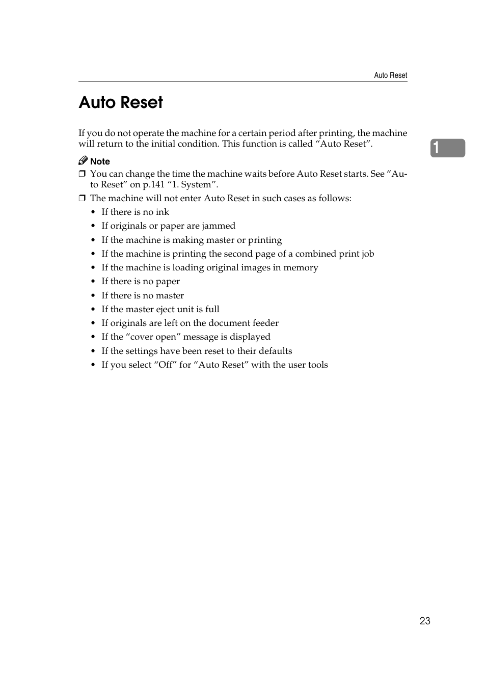 1auto reset | Savin 3360DNP User Manual | Page 43 / 233