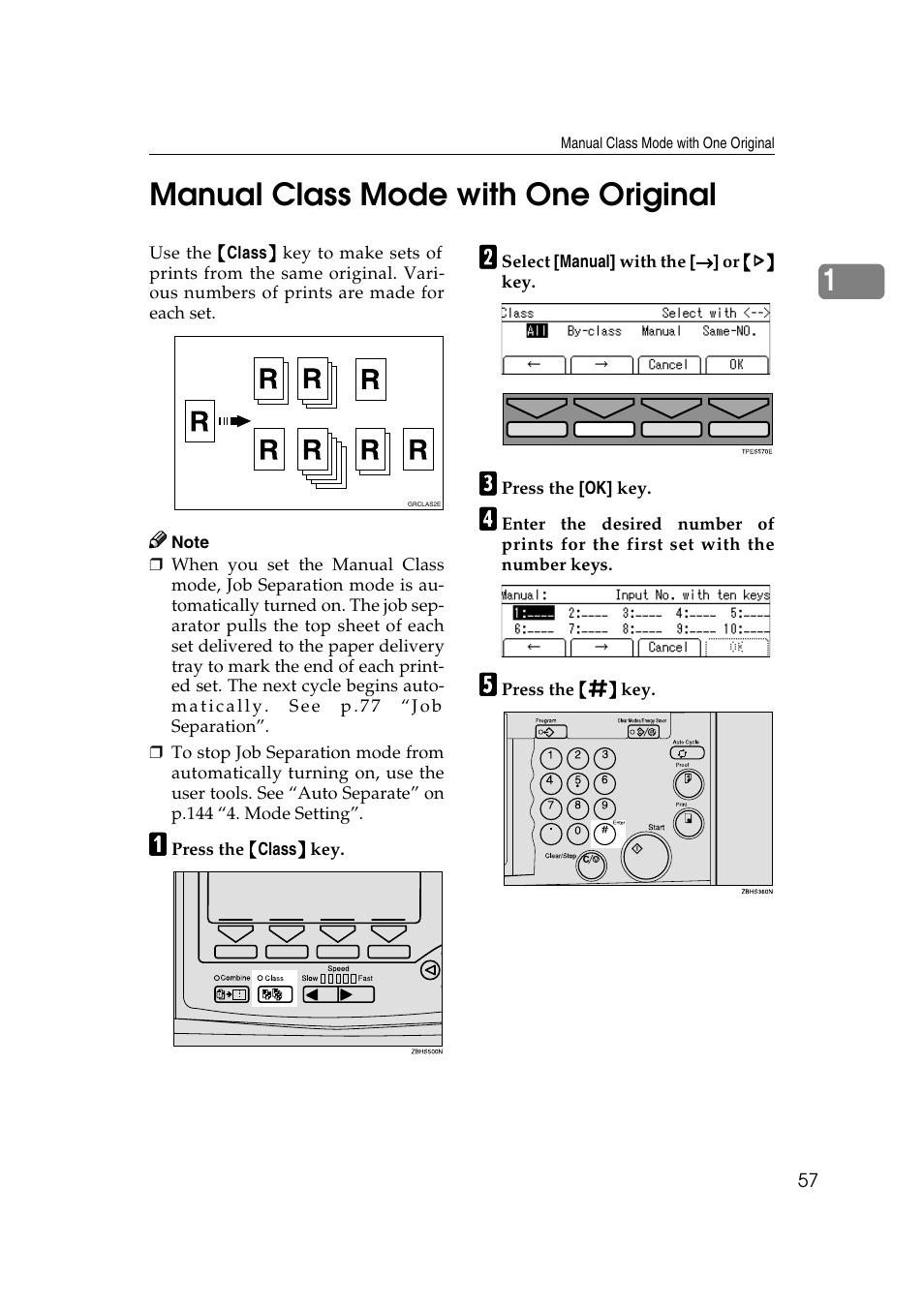 1manual class mode with one original | Savin 3360DNP User Manual | Page 77 / 233