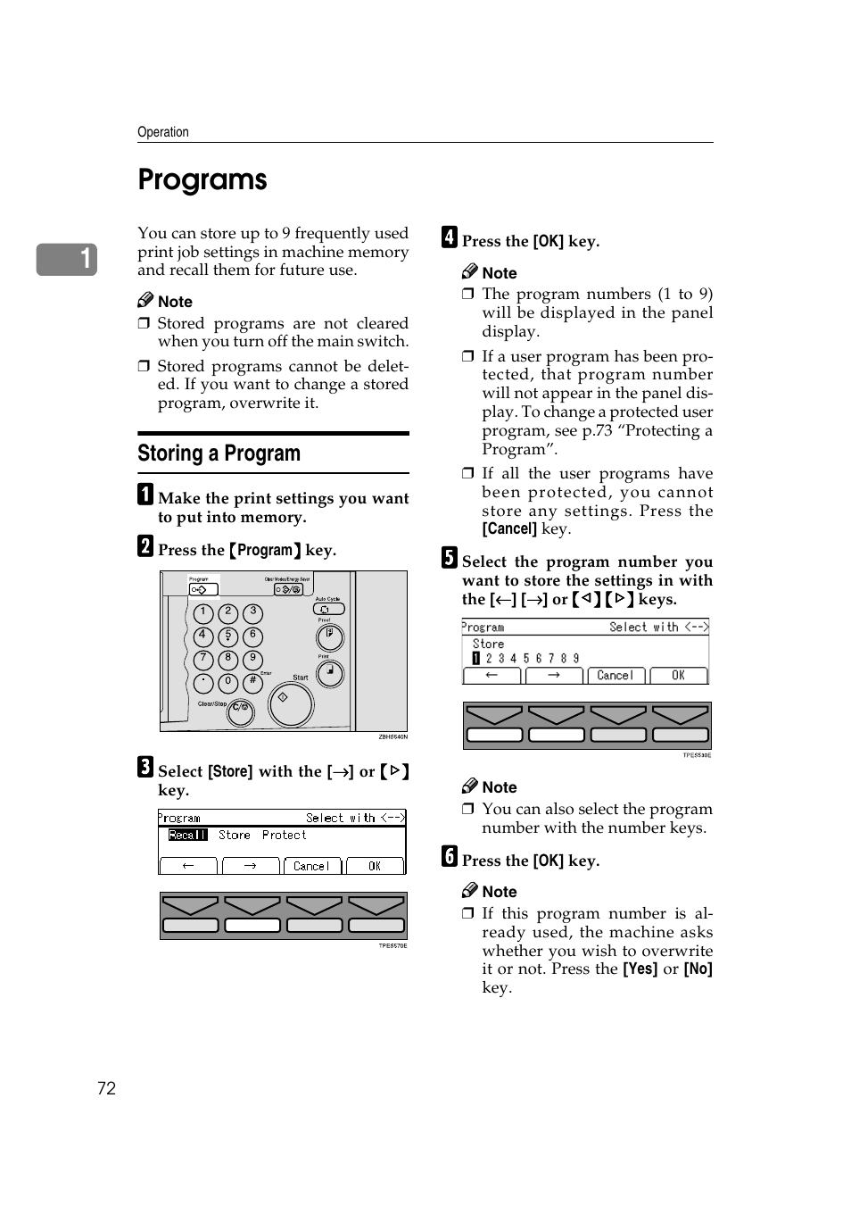 1programs, Storing a program | Savin 3360DNP User Manual | Page 92 / 233