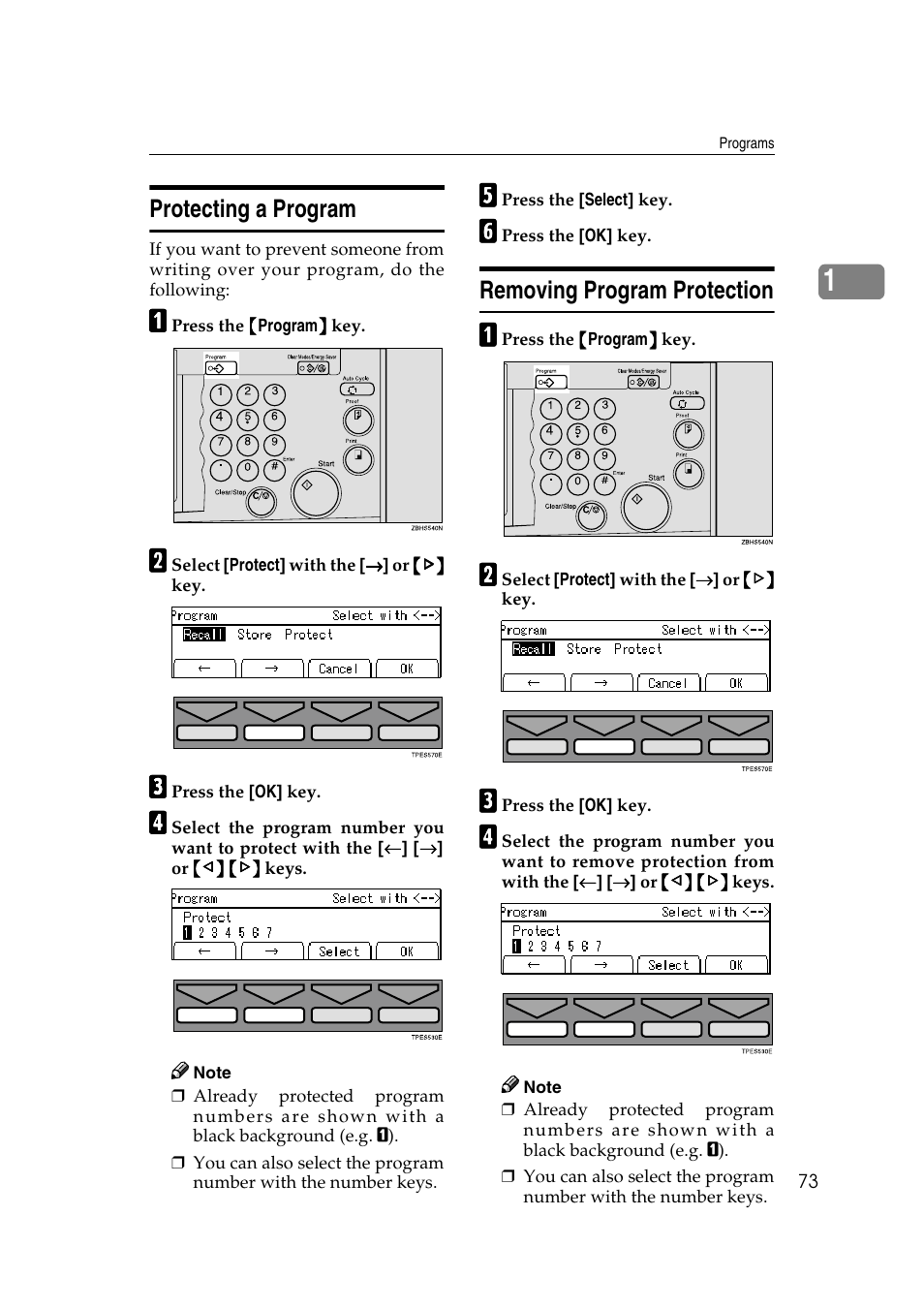 Protecting a program, Removing program protection | Savin 3360DNP User Manual | Page 93 / 233