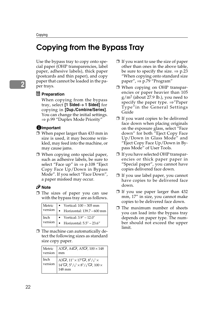 2copying from the bypass tray | Savin 2565 User Manual | Page 32 / 88