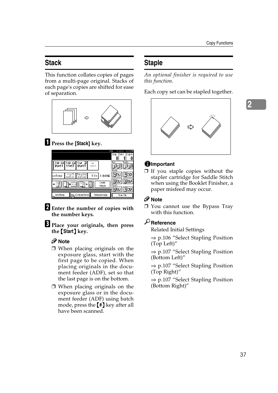 Stack, Staple | Savin 2565 User Manual | Page 47 / 88