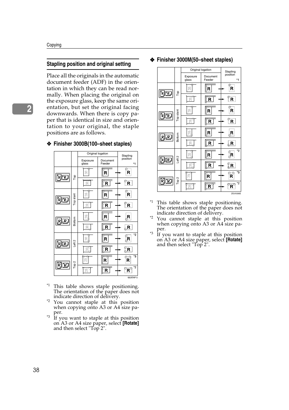 Stapling position and original setting | Savin 2565 User Manual | Page 48 / 88