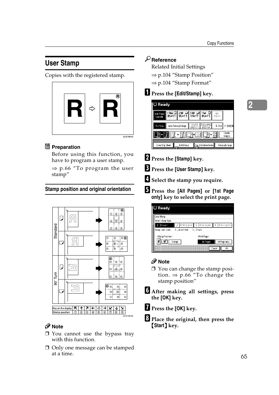 User stamp | Savin 2565 User Manual | Page 75 / 88