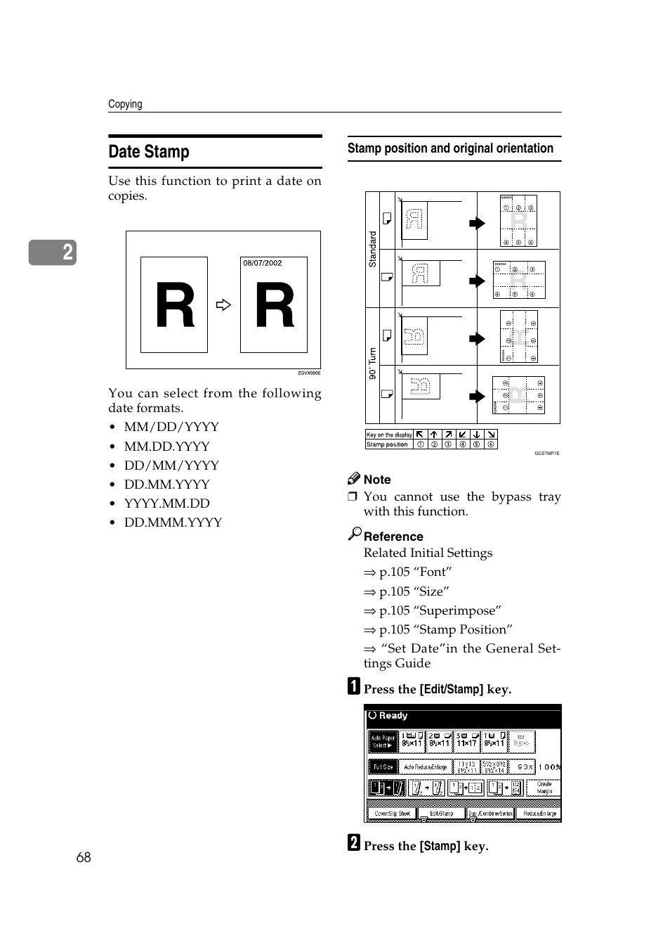 Date stamp | Savin 2565 User Manual | Page 78 / 88