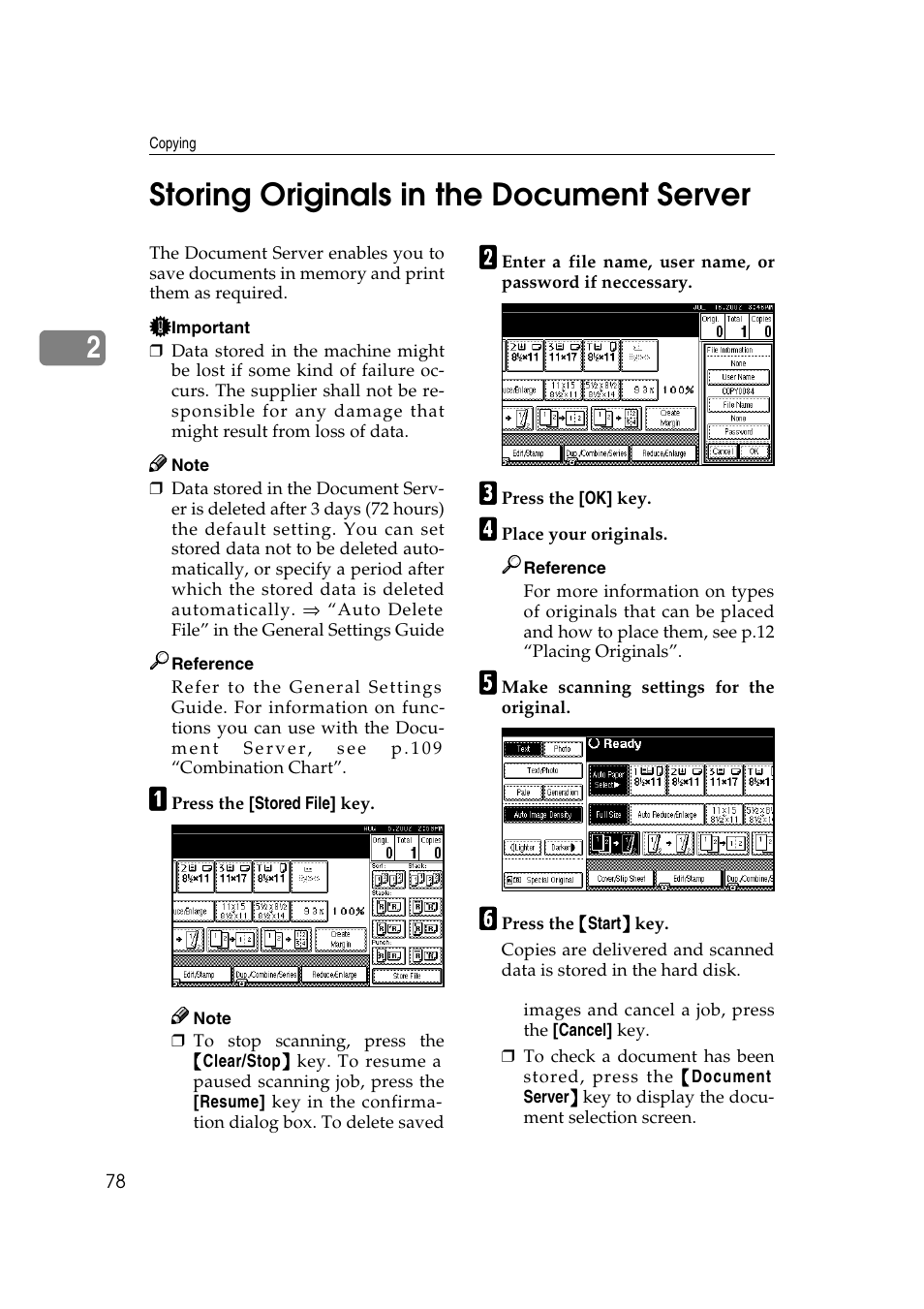 2storing originals in the document server | Savin 2565 User Manual | Page 88 / 88