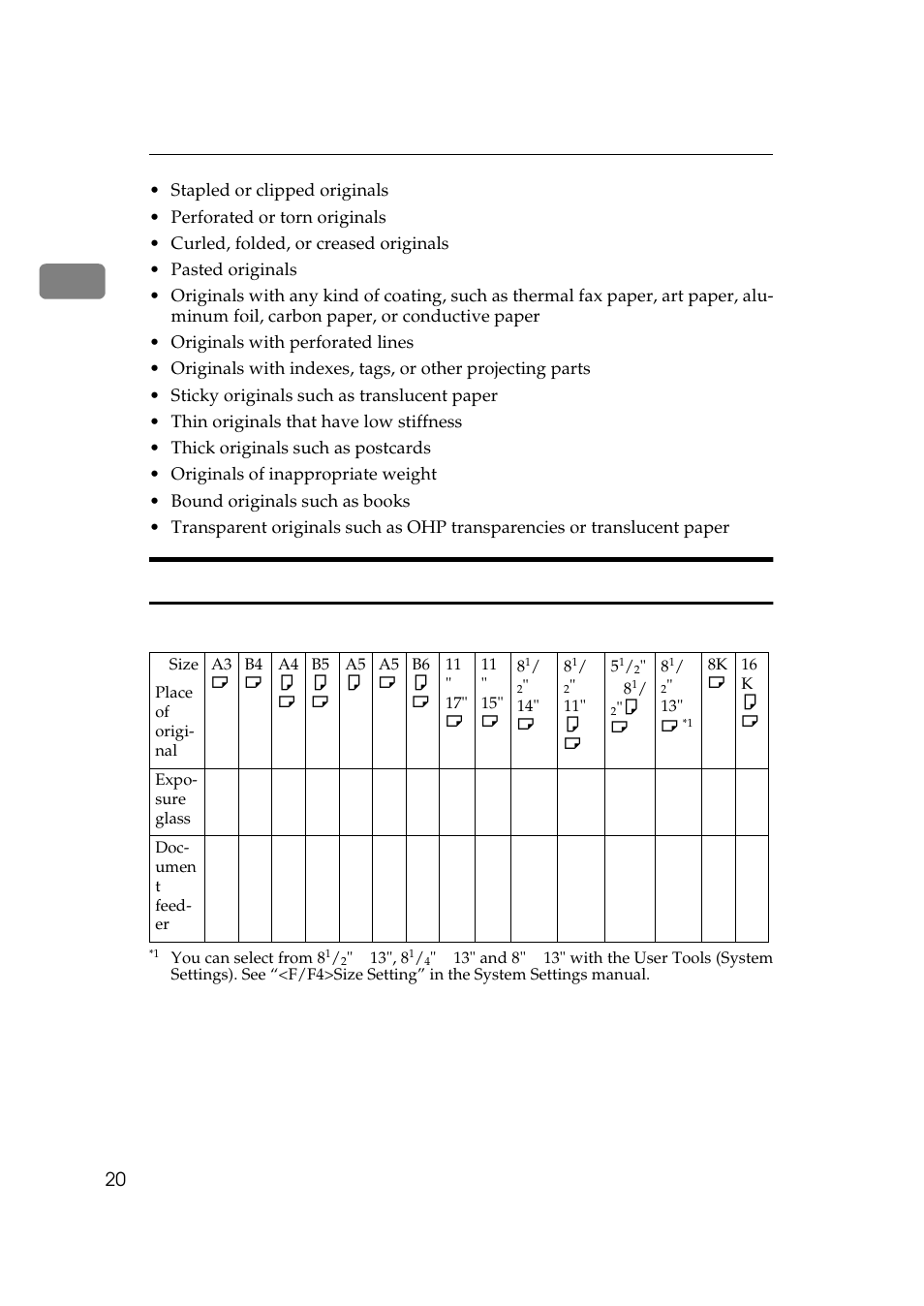 Sizes detectable by the auto paper select | Savin 3370 User Manual | Page 33 / 81
