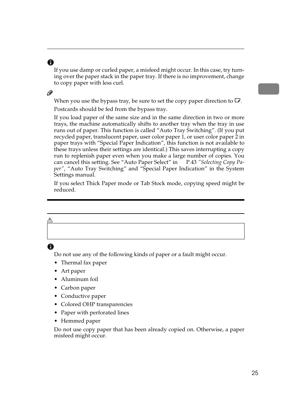 Non-recommended paper | Savin 3370 User Manual | Page 38 / 81
